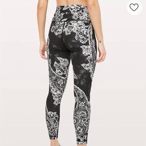 lululemon athletica Black and White Floral Leggings